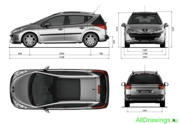 Peugeot 207 SW (Peugeot 207 CB) - drawings (figures) of the car